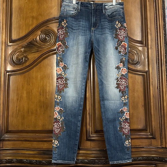 NEW Driftwood Embroidered Jackie Skinny Jean Tobacco & Wine Was Blue Jeans 28 - Picture 7 of 17